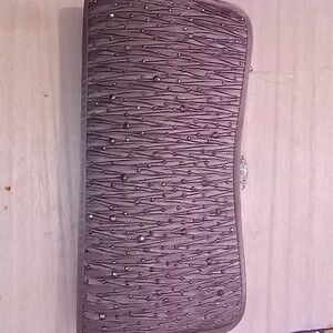 Lulu Townsend brown clutch chain strap sliver rhinestone